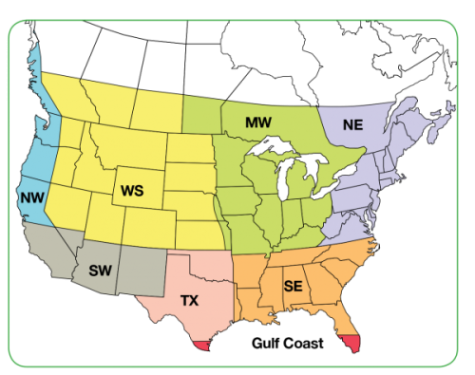 Applewood Seed Company Regional Wildflower Seed Mix Map