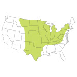 A map of the united states indicating appropriate application area for Tall growth Permanent Native Grass Mix.